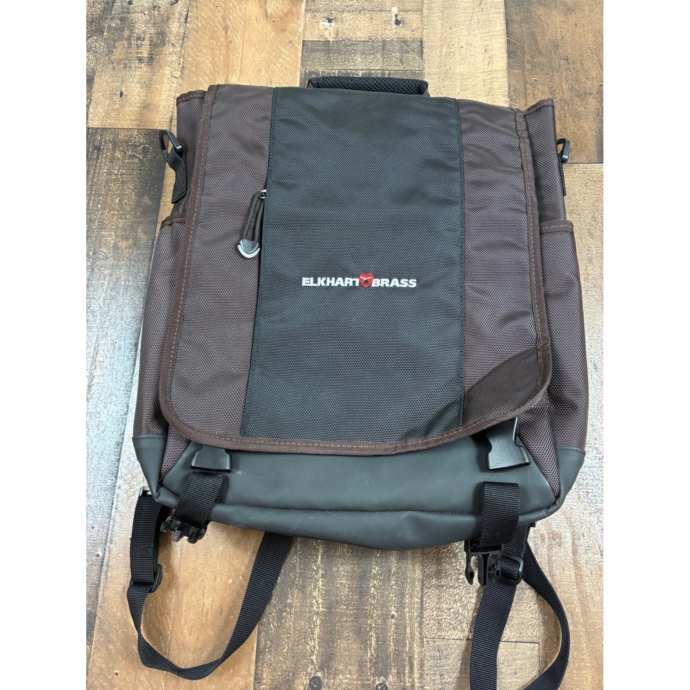 Elkhart Brass Messenger Bag Backpack Laptop Case Brown Black Ballistic Nylon